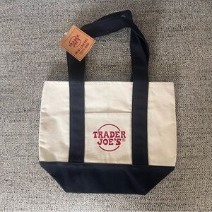 Trader Joe's Cream and Black Mini Bag